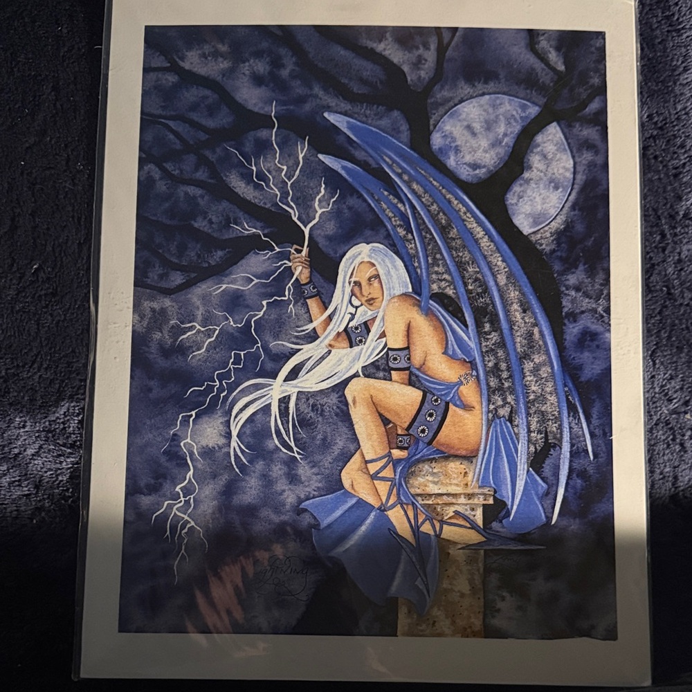 Enchanted Blue and White Fantasy Art Print‎
